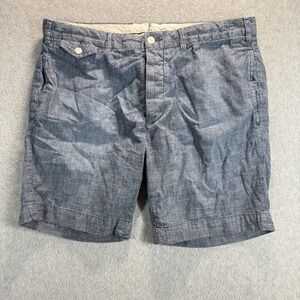 Polo Ralph Lauren Button-Fly Shorts Mens 36 Blue Cotton Chambray Chino Straight